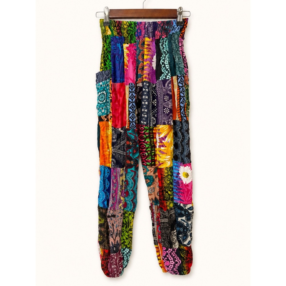 Kathmandu Imports Women OS Pants Patchwork Boho Hippie Festival Eclectic Joggers